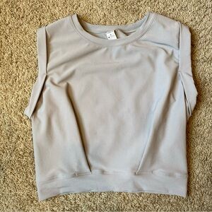 Halara Patitoff Flow Crew Neck Sleeveless Cropped Yoga Tank Ribbed Gray Small